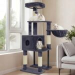 Heybly Cat Tree, 49.2 Inches Cat Tower for Indoor Cats, Spacious Cat House Condo with Hidden Space，Sturdy Steel Tube，Soft Plush Top Perch，Cozy Hammock and Sisal Scratching Posts, Smoky Gray HCT200SG - Image 2