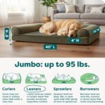 Furhaven Orthopedic Dog Bed for Large Dogs w/ Removable Bolsters & Washable Cover, For Dogs Up to 95 lbs - Faux Fur & Velvet Sofa - Dark Sage, Jumbo/XL - Image 4