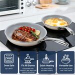 Kikcoin Non Stick Frying Pans, 3 Pack Ceramic Frying Pan for Cooking, 8+9.5+11 Inch Omelette Pans Set with Stay Cool Handle, Induction Ready, Free of PFAS PFOA PTFE, Oven/Dishwasher Safe - Image 6