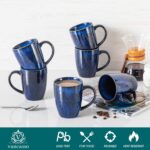 vancasso STARRY Ceramic Coffee Mug Set of 6, 16 Oz Tea Cups with Handle for Latte, Tea, Cappuccino, Milk, Cocoa, Microwave&Dishwasher Safe, Blue - Image 4