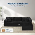 Garvee Modular Sectional Sofa Cloud Sectional Couch, 106" Comfy Fluffy L Shaped Black Couches for Living Room,Oversized Sofa Sleeper with Deep Seat, No Assembly Required, Black - Image 3
