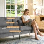 COMHOMA 72″Futon Sofa Bed,Modern Convertible Sleeper Sofa, Fabric Futon Couch with Multi-Position Backrest for Living Room Furniture (Gray) - Image 5