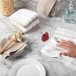 KitchenAid Albany Dishcloth 8 Pack Set, Milkshake/White, 12"x12" - Image 3