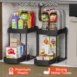 Ukeetap Multi-Purpose Pull-Out Storage Organizers, Under Sink/Cabinet Organizers and Storage for Bathroom & Kitchen, Black, 12.8 Inches, 2 Packs - Image 4