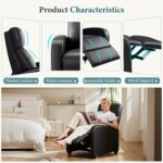 DUMOS Recliner Chair for Adults, Massage Reclining Chair for Living Room, Adjustable Home Theater Seating Single Sofa with PU Leather Padded Seat Backrest and Footrest, Modern Black - Image 6