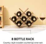KIRIGEN Wooden 8-Bottle Wine Rack, 3-Tier Countertop Wine Bottle Holder for Cabinets, Bar Cart, Kitchen Counter, Pantry, Dining Room, 16.73 x 5.9 x 11.14 in, XHJJ3-DBR - Image 3