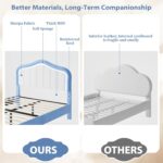 GarveeHome Upholstered Twin Bed Frame with Led Lights and Storage Drawer, Cute Velvet Led Bed Frame with Headboard for Kids, Girls, Boys, No Box Spring Needed, Wooden Slats, Noise Free, Blue - Image 6
