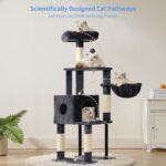 Heybly Cat Tree, 49.2 Inches Cat Tower for Indoor Cats, Spacious Cat House Condo with Hidden Space，Sturdy Steel Tube，Soft Plush Top Perch，Cozy Hammock and Sisal Scratching Posts, Smoky Gray HCT200SG - Image 3