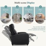 DUMOS Recliner Chair for Adults, Massage Reclining Chair for Living Room, Adjustable Home Theater Seating Single Sofa with PU Leather Padded Seat Backrest and Footrest, Modern Black - Image 8