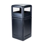 Commercial Zone-73290199 PolyTec 42 Gallon Square Waste Container with Dome Lid Color: Black - Image 2