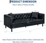 GarveeHome 81 in Leather Couch for Living Room, Modern Leather Sofa with Deep Seat, Handmade Button Tufted 3 Seater Sofa, Chesterfield Couch for Apartment, Office, Black - Image 3