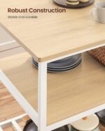 VASAGLE Kitchen Island with 3 Shelves, 47.2 Inches Width Kitchen Shelf with Large Worktop, Stable Steel Structure, Industrial, Easy to Assemble, Oak Color and White UKKI001W09 - Image 10