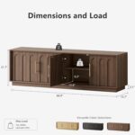 FORTUNETEC TV Stand for 75 Inch TV, Mid Century Modern TV Stand with Arched Design, Wood Grain Finish, Media Console with Adjustable Shelves, 67" Entertainment Center for Living Room Bedroom, Walnut - Image 3