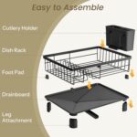 SNTD Dish Drying Rack - Space-Saving Dish Rack for Kitchen Counter, Stainless Steel Dish Drainer with Utensil Holder and Drainboard, 11" W x 15" L (Black) - Image 9