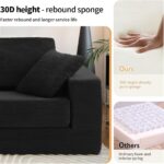 FILUXE Modular Sectional Sofa, Modern Modular Sofa Couch with Deep Seat，Comfy Cloud Couch, Sectional Couches for Living Room, Bedroom and Apartment，2-Seater，Black - Image 5