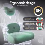 Dowinx Gaming Chair with Heated Massage Lumbar Support,Big and Tall Fabric Gaming Chairs for Adults with Footrest, Ergonomic Computer Game Chair with Poket Spring Cushions, 350lbs, Green - Image 8