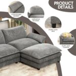 Homall 119" Modular Sectional Sofa, L Shaped Sofa Couch with Reversible Ottoman, DIY Combination Chenille Deep 3-Seat Cloud Couch for Living Room, Apartment (Light Grey, L Shaped Sofa) - Image 8