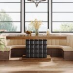 Tribesigns 63'' Dining Table for 4-6, Farmhouse Wooden Rectangular Dinner Table with Geometric Relief, Pedestal Base (Brown and Black) - Image 8