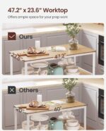 VASAGLE Kitchen Island with 3 Shelves, 47.2 Inches Width Kitchen Shelf with Large Worktop, Stable Steel Structure, Industrial, Easy to Assemble, Oak Color and White UKKI001W09 - Image 6