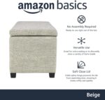 Amazon Basics Upholstered Storage Ottoman Bench with Soft Close Lid, Child-Safety Hinge, No Assembly Required, 35.5"W x 16.5"D x 17"H, Beige - Image 4