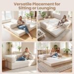 Giantex Folding Sofa Bed, 4-in-1 Convertible Futon Couch with Comfy Corduroy Cover & L-Shaped Removable Armrests, No Assembly Sponge Loveseat, Fold-Out Sleeper Bed for Living Room, Guest Room (Beige) - Image 8