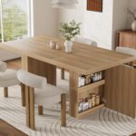Garvee 70.8" Dining Table for 6 8 10, Modern Dining Room Table with Storage, Wood Kitchen Table with Fluted Legs, Dinner Tables for Kitchen Dining Room,Natural Wood - Image 8