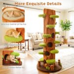 NUNU LAB 90.5 Inch Tall Cat Tree - Large Magic Forest Cat Tree Tower with Sisal Scratching Posts, Side Hideout & Platforms, Multi-Level Solid Wood Cat Condo with for Multi-Cat Homes (Large Green) - Image 4