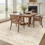 Living Room Rugs 8x10: Washable Moroccan Geometric Boho Rug Farmhouse Non Slip Stain Resistant Large Rug Low Pile Soft Carpet for Bedroom Dining Room Children Room (Beige,8'x10') - Image 4