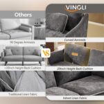 VINGLI 84" Modern Sofa Couch, Linen Velvet 2-Seater Loveseat with Piped Cushions, Removable Cover & 2 Throw Pillows, Upholstered Couches for Living Room, Apartment, Office | Piped Cushions Sofa - Image 10