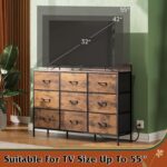 WLIVE Dresser TV Stand for 45, 50, 55 inch TV, Entertainment Center with LED Lights & Charging Station, Chest of Drawers with 9 Fabric Drawers and Open Shelves for Living Room, Hallway, Rustic Brown - Image 8