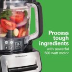 Hamilton Beach Stack & Snap Food Processor and Vegetable Chopper, Stainless Steel Blades, 14 Cup + 4-Cup Mini Bowls, 3-Speed 500 Watt Motor, Black (70585) - Image 7