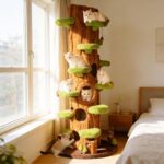NUNU LAB 90.5 Inch Tall Cat Tree - Large Magic Forest Cat Tree Tower with Sisal Scratching Posts, Side Hideout & Platforms, Multi-Level Solid Wood Cat Condo with for Multi-Cat Homes (Large Green) - Image 10