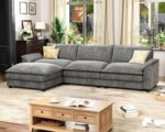 Homall 119" Modular Sectional Sofa, L Shaped Sofa Couch with Reversible Ottoman, DIY Combination Chenille Deep 3-Seat Cloud Couch for Living Room, Apartment (Light Grey, L Shaped Sofa) - Image 7