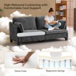 VINGLI 84" Modern Sofa Couch, Linen Velvet 2-Seater Loveseat with Piped Cushions, Removable Cover & 2 Throw Pillows, Upholstered Couches for Living Room, Apartment, Office | Piped Cushions Sofa - Image 6