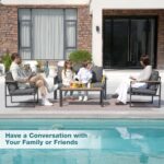 Patio Furniture Set, 4 Pieces Outdoor Patio Furniture with Coffee Table Set, Metal Patio Conversation Sets with Washable and High-Resiliency Sponge Cushions,Upgarded Grey - Image 4