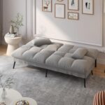 COMHOMA Convertible Futon Sofa Bed, 72″Fabric Futons Couch with Adjustable Backrest, Folding Sleeper Recliner for Living Room Furniture (Grey) - Image 4