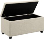 Amazon Basics Upholstered Storage Ottoman Bench with Soft Close Lid, Child-Safety Hinge, No Assembly Required, 35.5"W x 16.5"D x 17"H, Beige - Image 2
