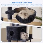 Heybly Cat Tree, 49.2 Inches Cat Tower for Indoor Cats, Spacious Cat House Condo with Hidden Space，Sturdy Steel Tube，Soft Plush Top Perch，Cozy Hammock and Sisal Scratching Posts, Smoky Gray HCT200SG - Image 8