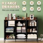 WLIVE Dresser TV Stand for 45, 50, 55 inch TV, Entertainment Center with LED Lights & Charging Station, Chest of Drawers with 9 Fabric Drawers and Open Shelves for Living Room, Hallway, Rustic Brown - Image 5