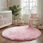 Amdrebio Light Pink Round Circle Rug 4Ft for Girls Bedroom, Fluffy Cute Area Rugs for Kids Room Decor Aesthetic, Kawaii Shag Fuzzy Fur Carpet for Nursery, Preppy Dorm, Classroom, Playroom, Teen, Baby - Image 10
