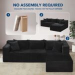 Garvee Modular Sectional Sofa Cloud Sectional Couch, 106" Comfy Fluffy L Shaped Black Couches for Living Room,Oversized Sofa Sleeper with Deep Seat, No Assembly Required, Black - Image 8