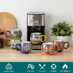vancasso Coffee Mugs Set of 6, Coffee Cups Ceramic 18oz, Porcelain Coffee Mugs for Cappuccino, Latte, Espresso, Colorful Coffee Mugs with Handle, Rounded Boho Mugs, Microwave & Dishwasher Safe - Image 5
