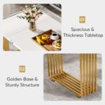 Tribesigns Modern Dining Table for 6-8 People, 70.8 Inches Long White Room Kitchen, Wood Kitchen with Gold Metal Legs, Rectangular Dinner Room, Family Gathering - Image 5