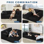Garvee Modular Sectional Sofa Cloud Sectional Couch, 106" Comfy Fluffy L Shaped Black Couches for Living Room,Oversized Sofa Sleeper with Deep Seat, No Assembly Required, Black - Image 4