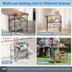 Leteuke Rolling Kitchen Carts with Wheels, 34" L x 17.5" W, 3-Tier Heavy Duty Utility Cart with Wood Tabletop, NSF Commercial Metal Serving Cart with Handle and Shelf Liner for Kitchen, Black - Image 6