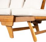 Merax Outdoor Patio Daybed Sofa,3-Seat Sofa with Foldable Arm 4 Back Pillows,Teak Acacia Wood Frame Beige Removable Cushion,Teak+ Beige - Image 8