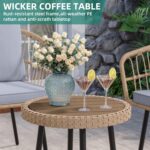 YITAHOME 3 Piece Bistro Set Outdoor with Thick Cushions&Table All-Weather Wicker Patio Furniture Set with Armrest Rattan Conversation Set for Balcony, Backyard, Pool, Porch, Deck - Grey - Image 5