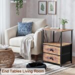 LOAKEKEL Night Stand Set 2, Nightstand with Charging Station, End Tables with Storage Shelf for Small Spaces, Bedside Table Side Tables with 2 Fabric Drawers for Bedroom, Rustic Brown, HETS020PBR - Image 8