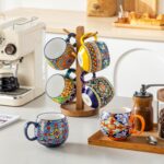 vancasso Coffee Mugs Set of 6, Coffee Cups Ceramic 18oz, Porcelain Coffee Mugs for Cappuccino, Latte, Espresso, Colorful Coffee Mugs with Handle, Rounded Boho Mugs, Microwave & Dishwasher Safe - Image 10