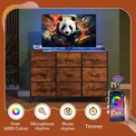 WLIVE Dresser TV Stand for 45, 50, 55 inch TV, Entertainment Center with LED Lights & Charging Station, Chest of Drawers with 9 Fabric Drawers and Open Shelves for Living Room, Hallway, Rustic Brown - Image 6